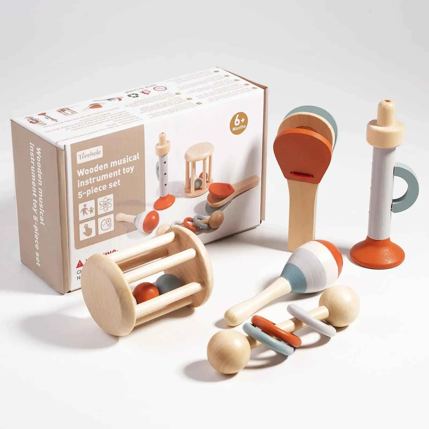 Wooden Musical Instruments Toy Set 5-Piece